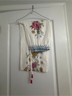 Rachel Zoe Ivory Midi Skirt with Multicolor Floral Embroidery